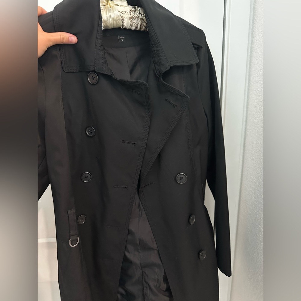 Express Black Double-Breasted Trench Coat